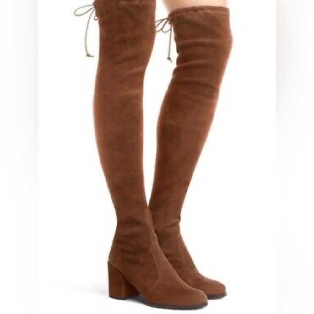 Stuart Weitzman Tieland Over the Knee Suede Boots in Walnut Size 8.5